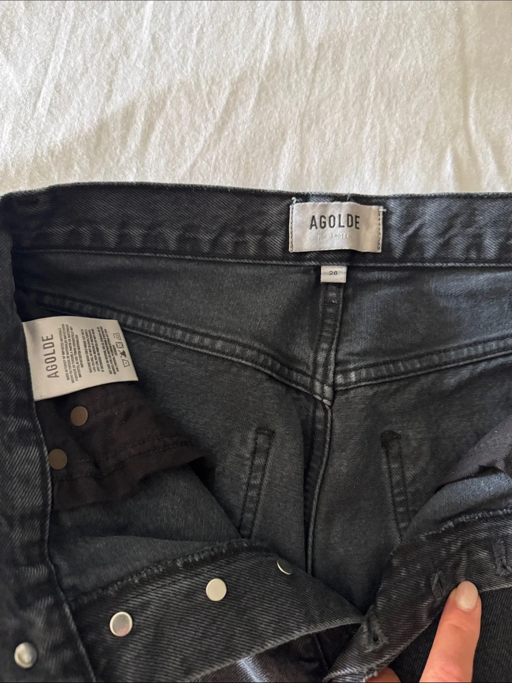 Agolde Black Washed High-Rise 90’s Pinch Denim